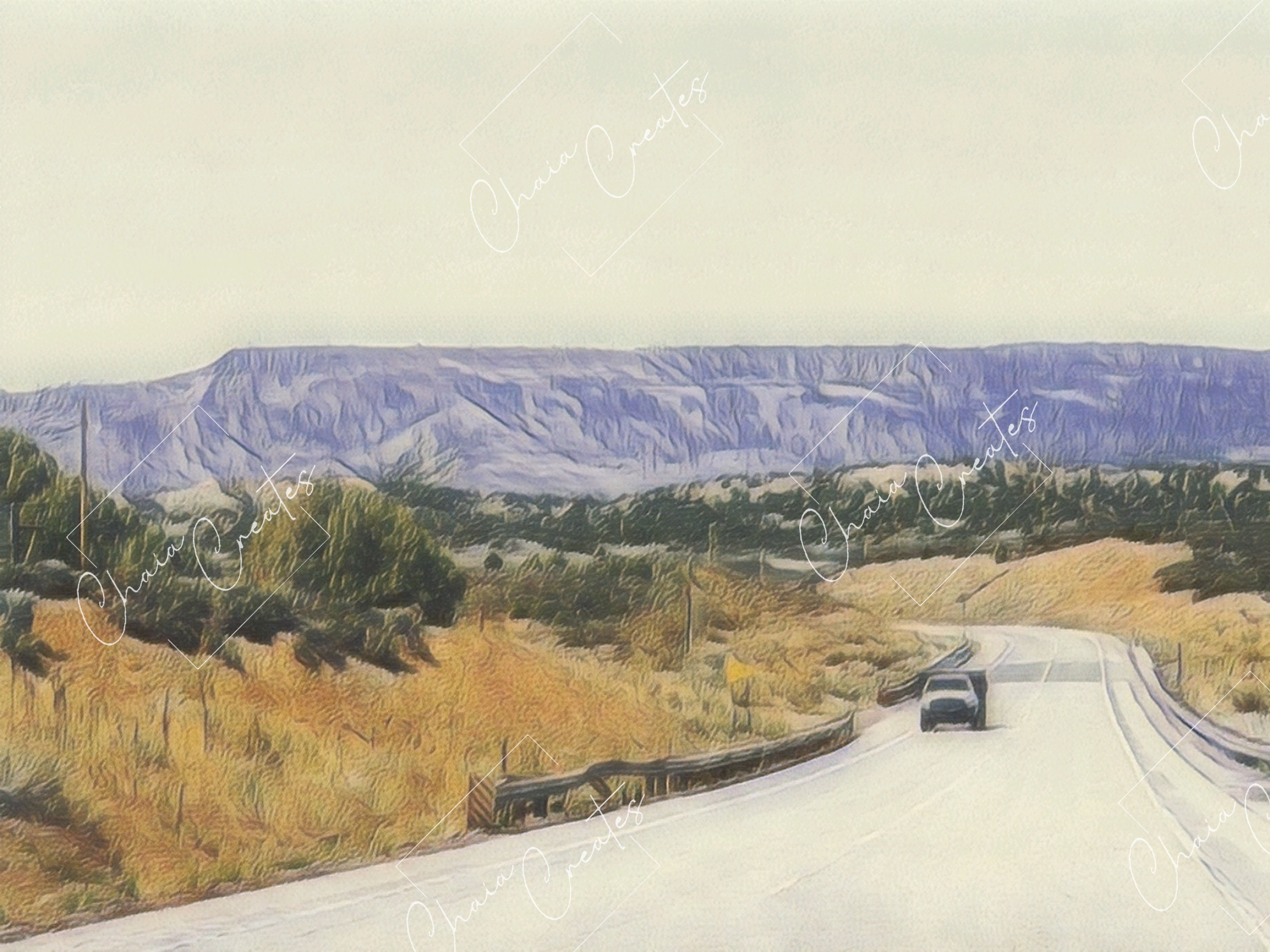Southwestern Mountain Highway in Colored Pencil