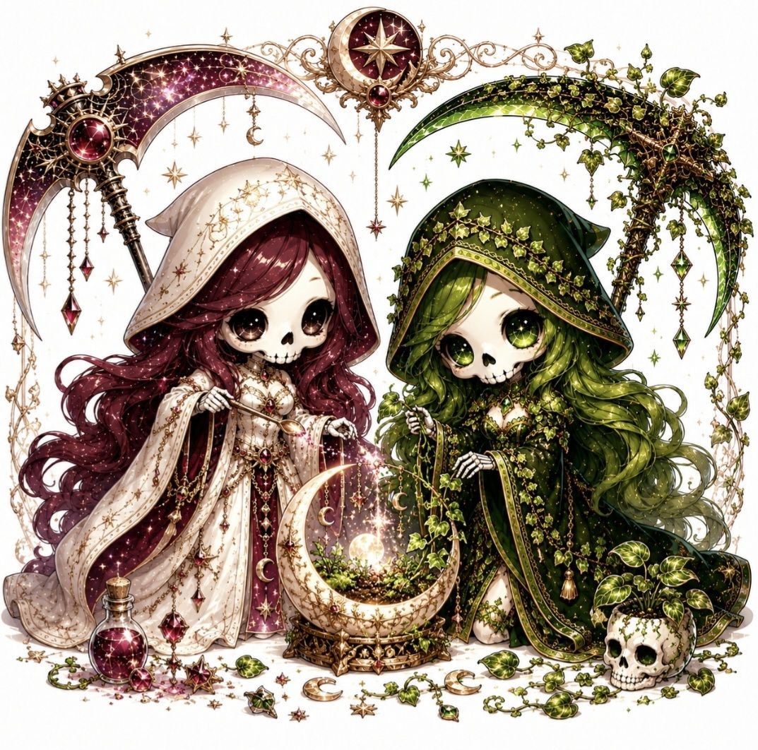 The Moon Garden | Chibi Reaper Illustration & Fantasy Digital Art