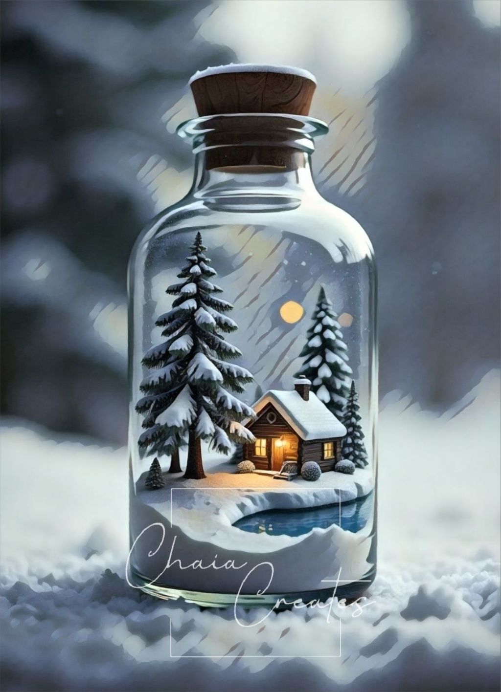 Winter Cabin Scene in a&nbsp;Bottle