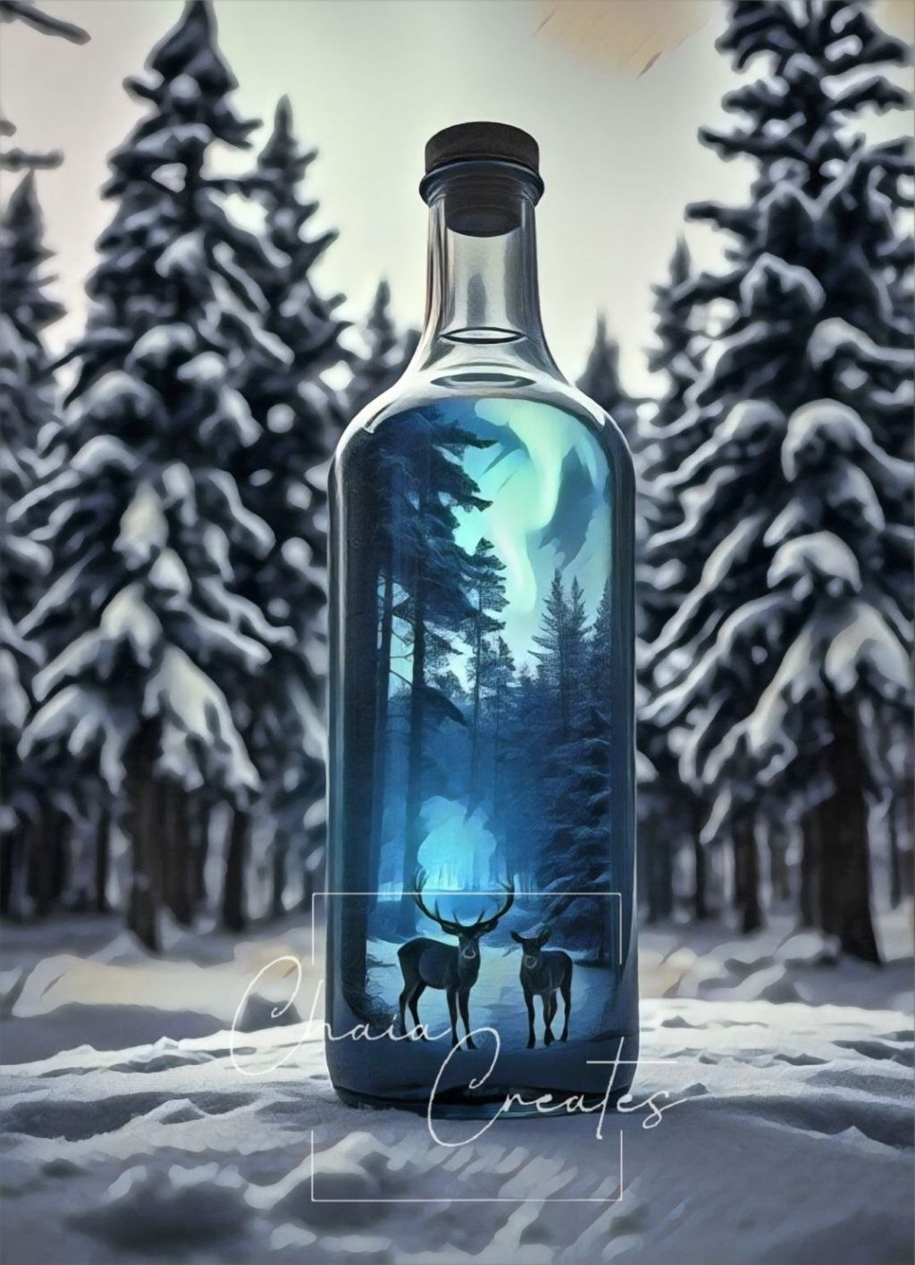 Blue Winter Forest Scene in a&nbsp;Bottle