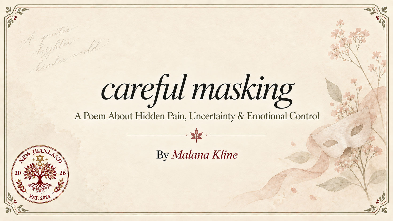 careful masking | A Poem About Hidden Pain, Uncertainty & Emotional Control