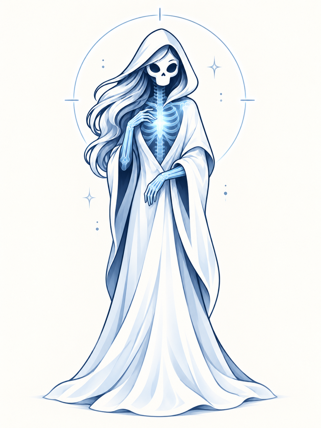Bone Light | White Grim Reaper & Glowing Skeleton Art