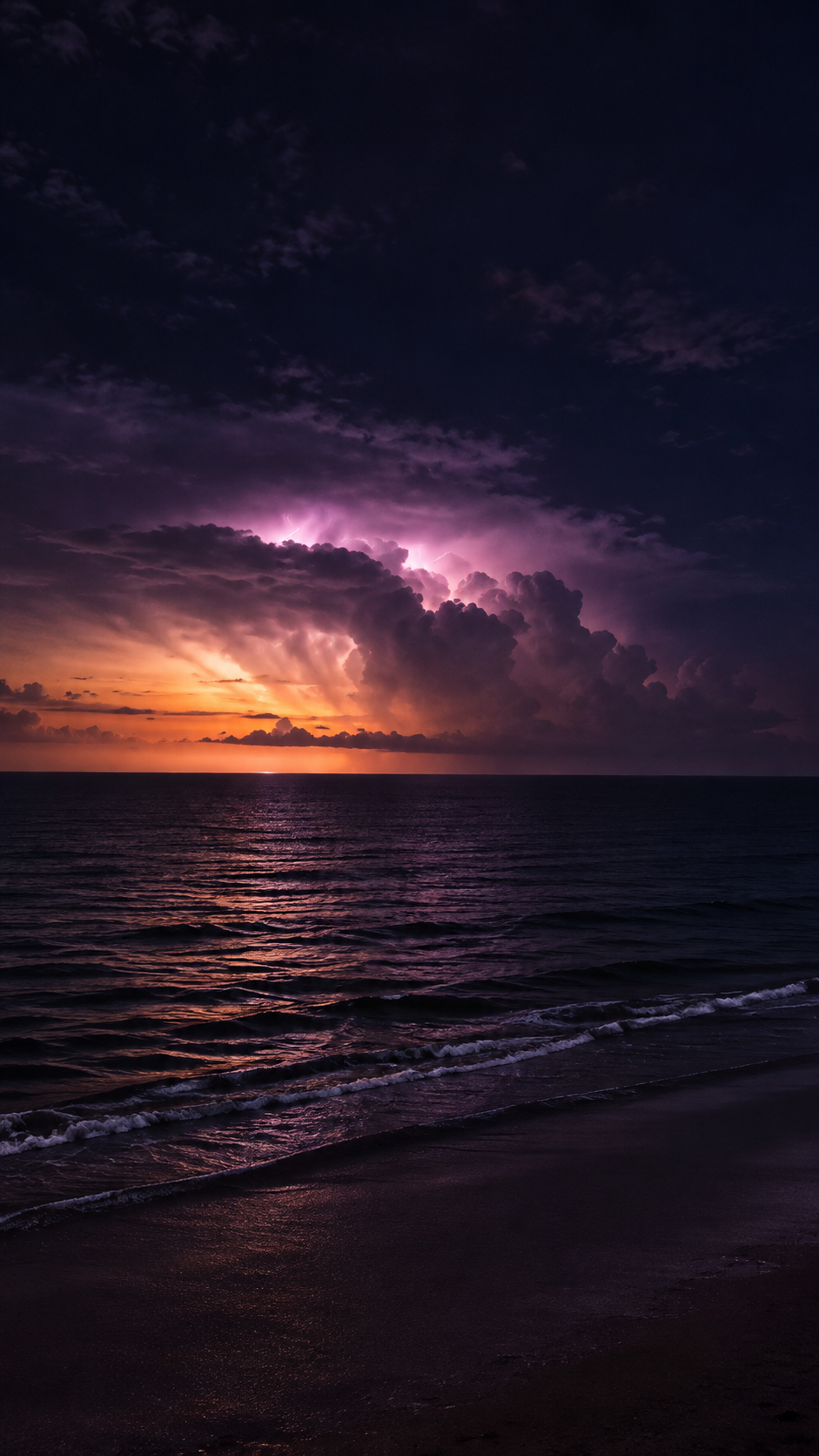 Storm at Sundown | Lightning Storm Over the Ocean at Sunset