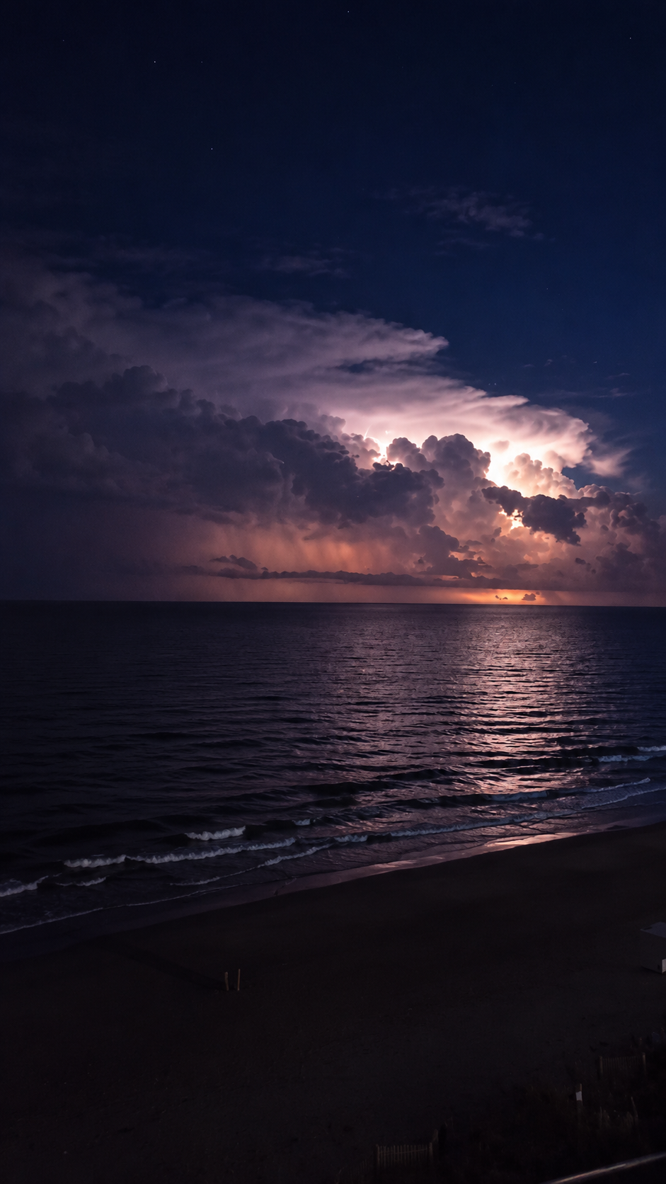 Stormlight Over the Water | Night Thunderstorm & Ocean Photography
