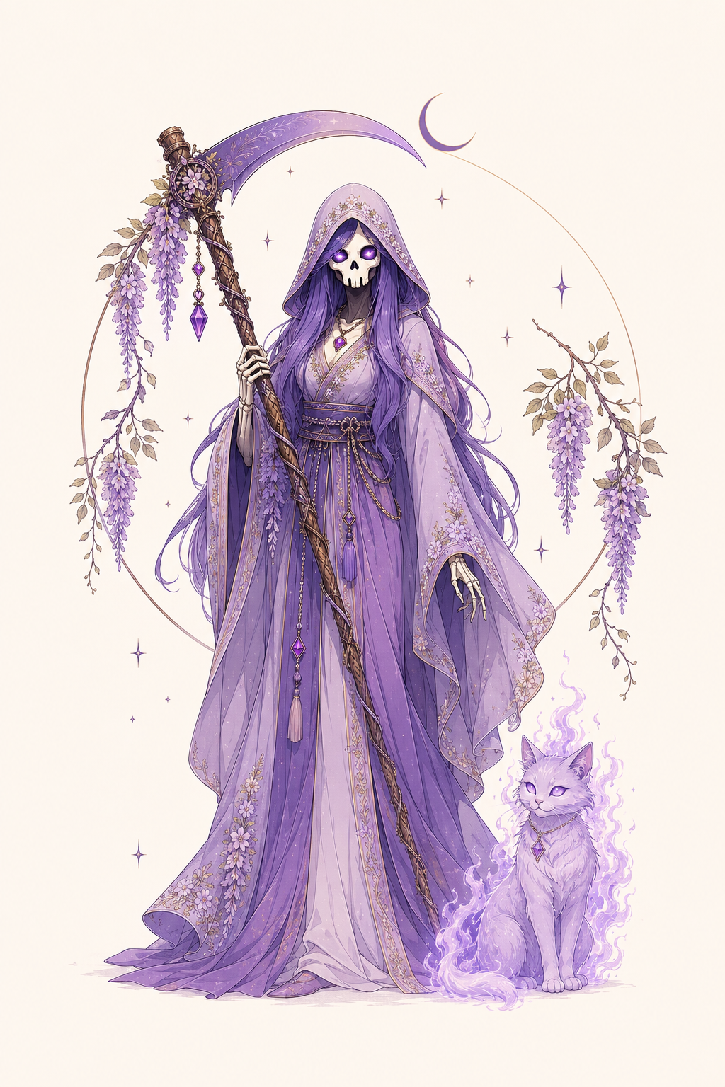 Wisteria and Witchlight | Vanessa & Her Familiar Fantasy Art