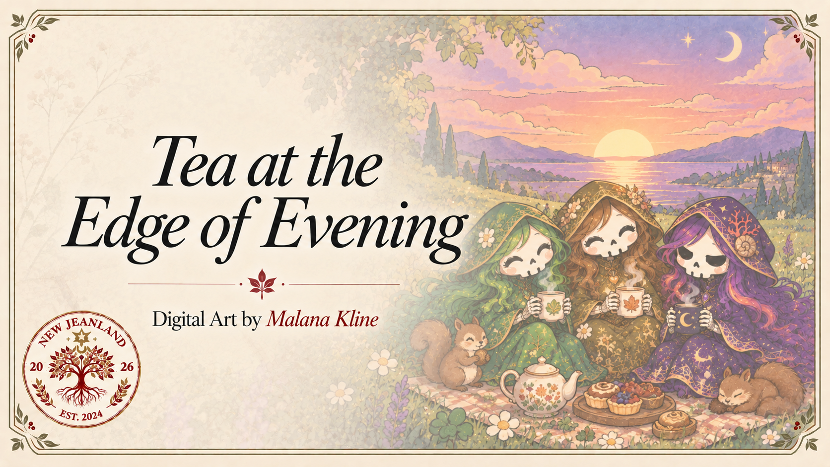 Tea at the Edge of Evening | Chibi Reaper Art